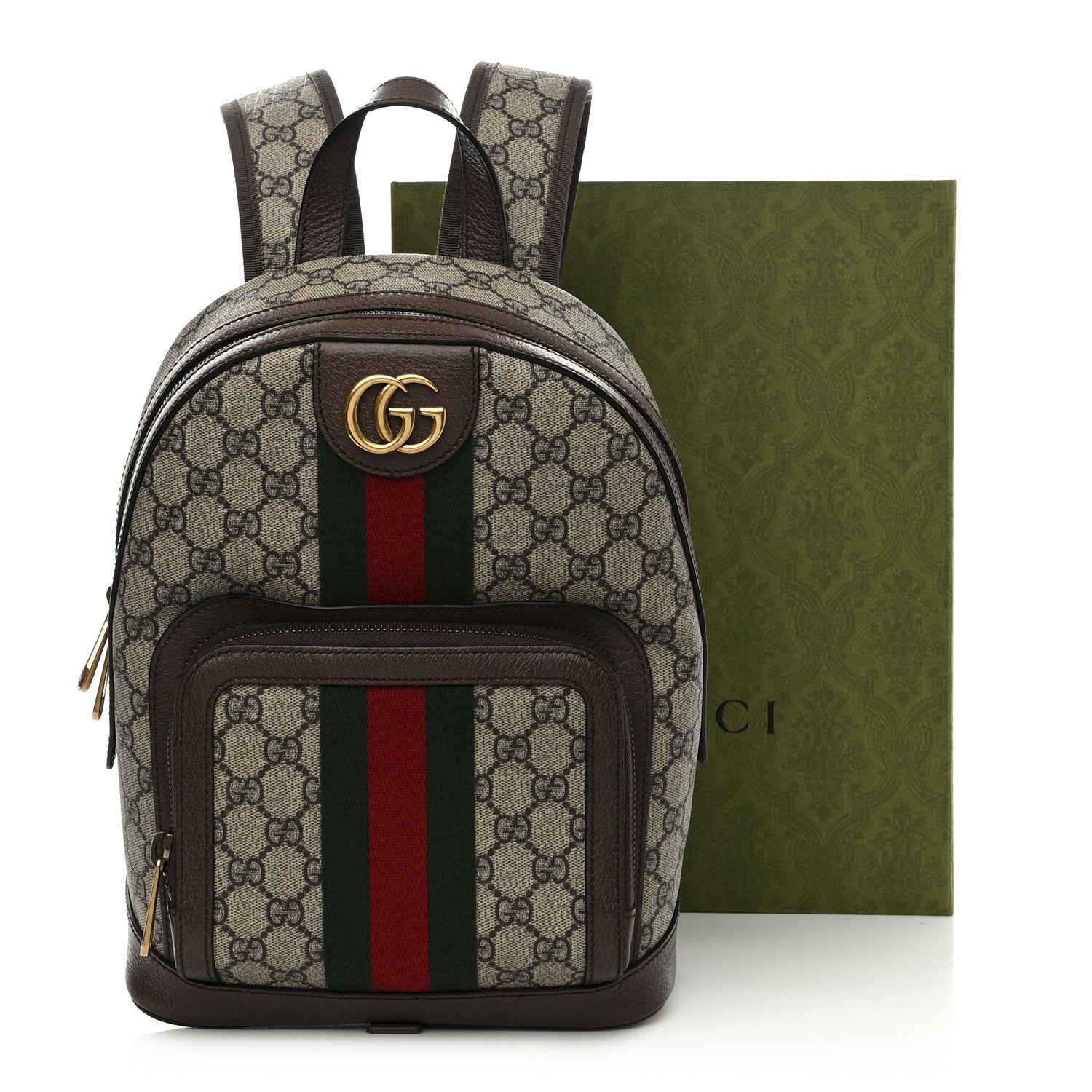 Gucci GG Supreme Monogram Calfskin Web Small Ophidia Day Backpack Beige Ebony New Acero 11 of 11