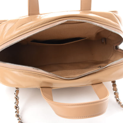 Chanel Aged Calfskin Quilted Small Express Bowling Bag Beige 5 of 10