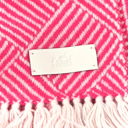 Hermes Cashmere Tile Weave Muffler Magenta Ecru 3 of 4