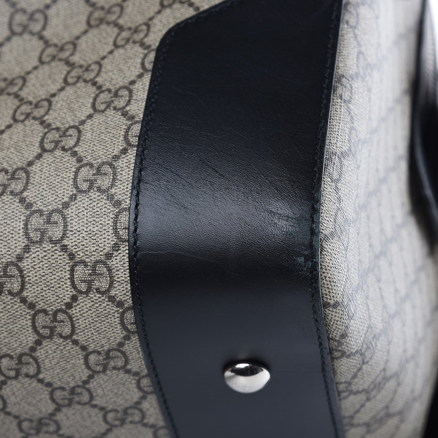 Gucci GG Supreme Monogram Selleria Calfskin Large Duffle Beige Ebony Black 11 of 11