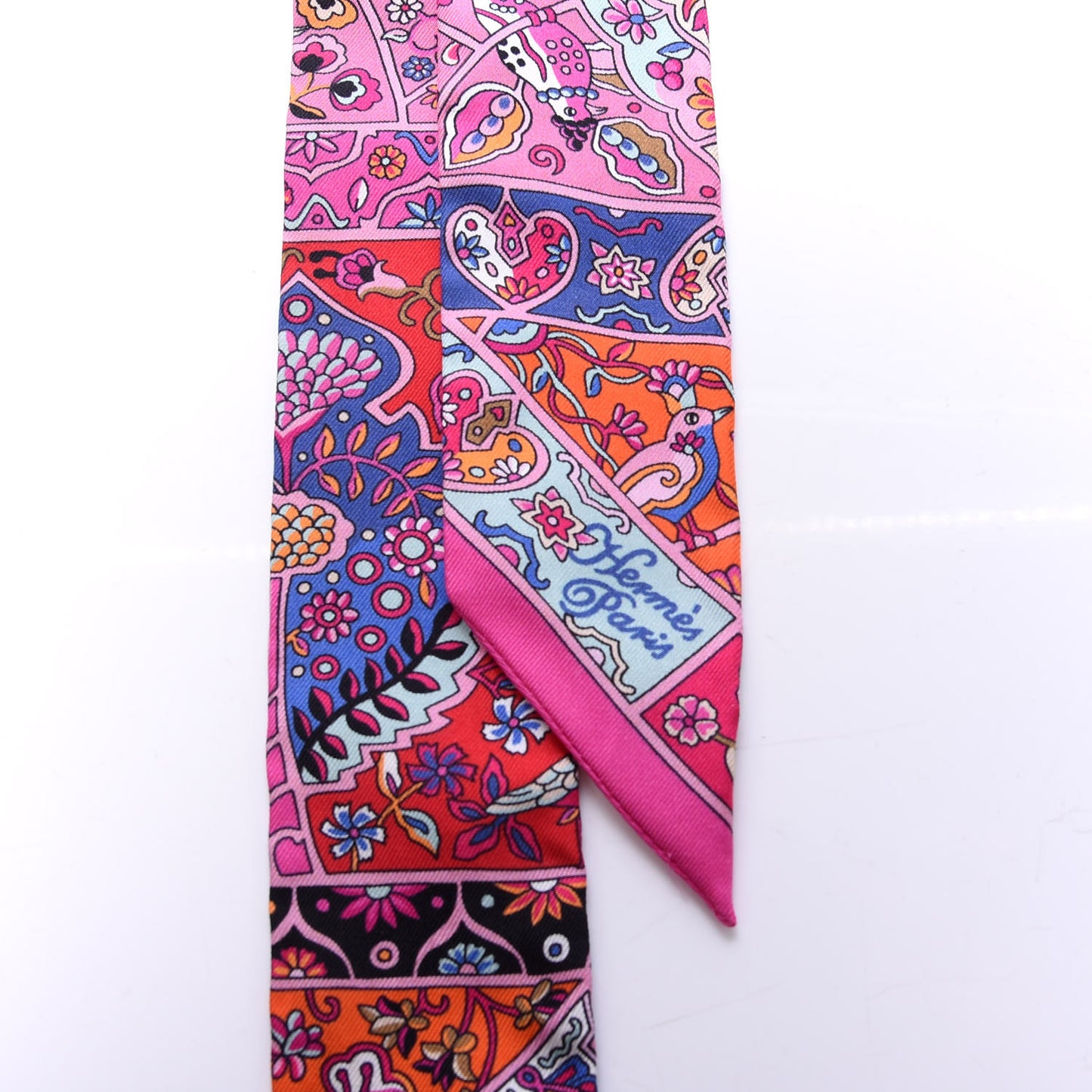 Silk Au Pays Des Oiseaux Fleurs Twilly Rose Vif Rouge Vert