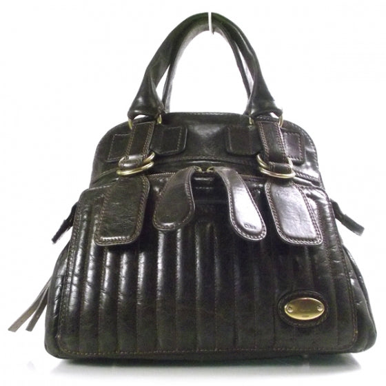 Chloe Leather Large Quilted Bay Tote Brown 1 of 11