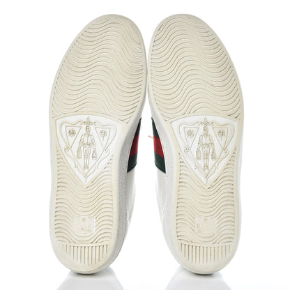 Gucci Calfskin Crocodile Web Mens Ace Sneakers 8.5 White Green 5 of 19