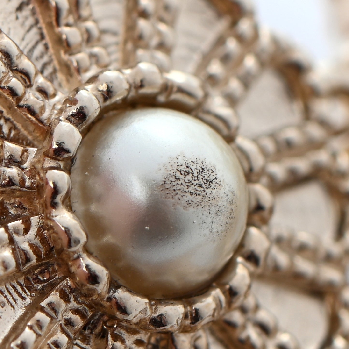 Pearl Crystal CC Flower Bracelet Gold