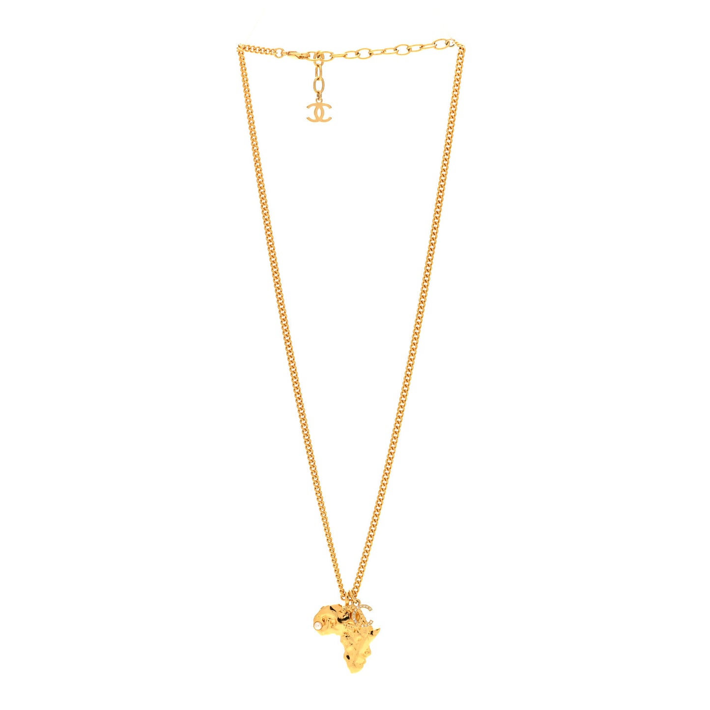 Crystal Pearl CC Africa Pendant Necklace Gold White
