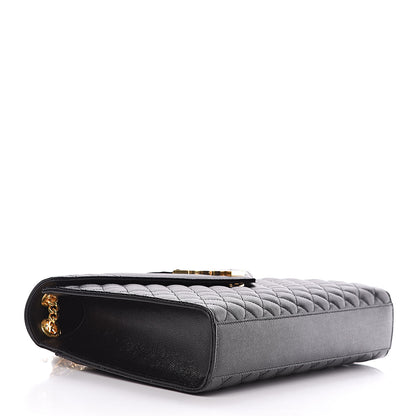 Saint Laurent Grain De Poudre Textured Mixed Matelasse Large Triquilt Monogram Satchel Black 4 of 10