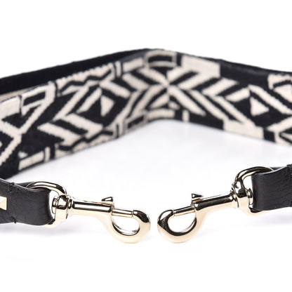 Valentino Garavani Canvas Geometric Embroidered Rockstud Guitar Strap Black White 4 of 4