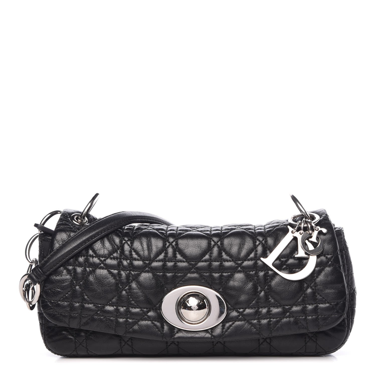 Christian Dior Lambskin Cannage Rendezvous Small Flap Black 341387