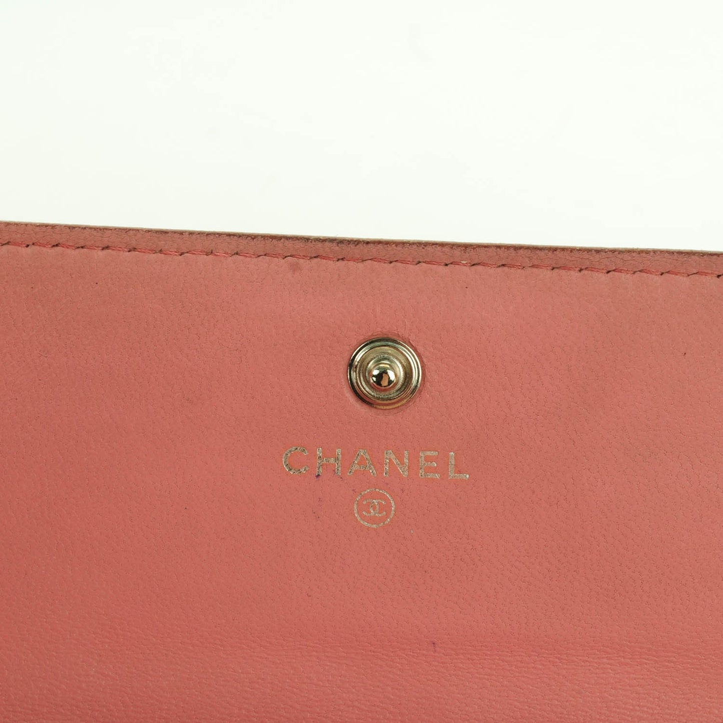 Lambskin Embossed Camellia Large Gusset Flap Wallet Pink