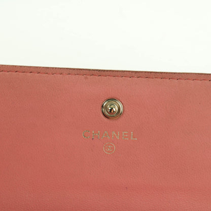 Chanel Lambskin Embossed Camellia Large Gusset Flap Wallet Pink 8 of 14