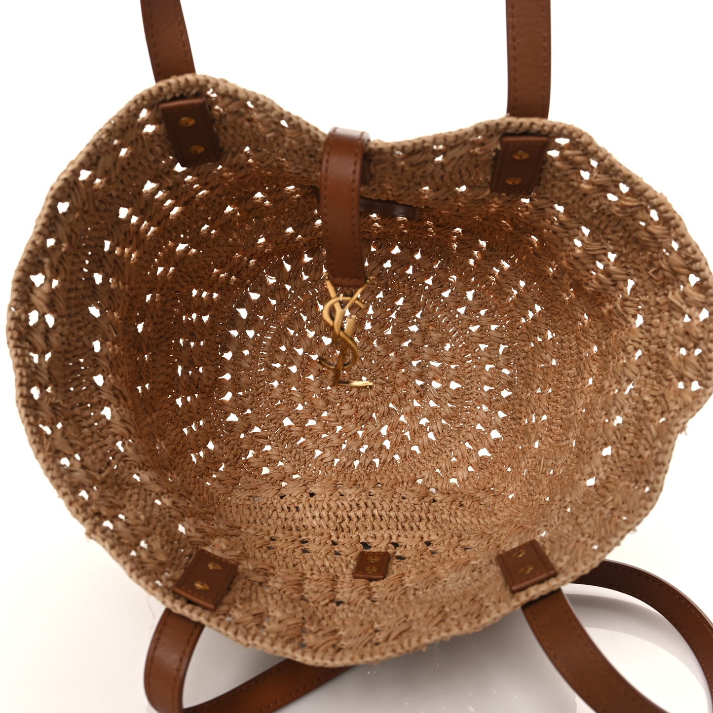 Raffia Calfskin Small Panier Tote Naturel