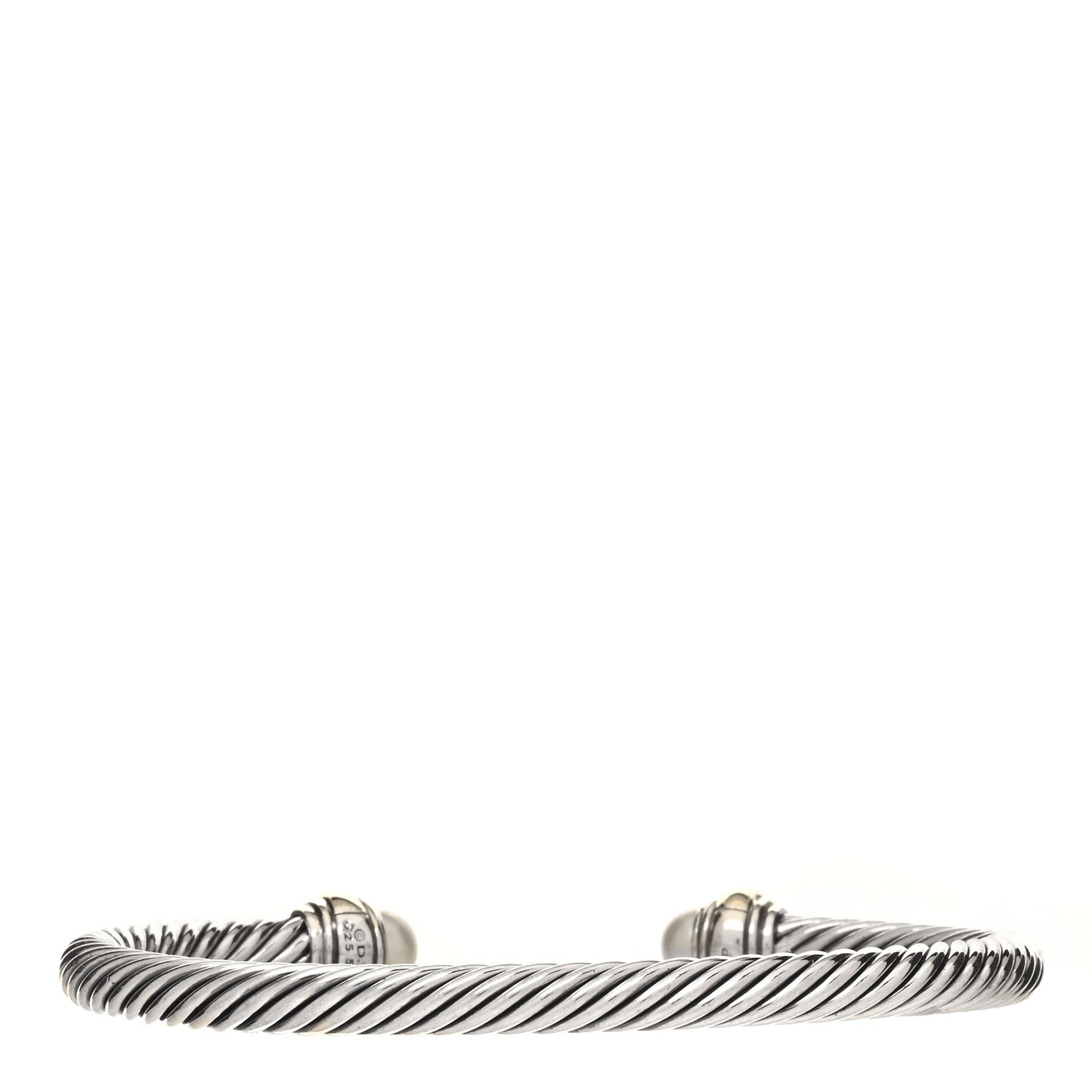 Sterling Silver 14K Yellow Gold Pearl 5mm Cable Classics Bracelet