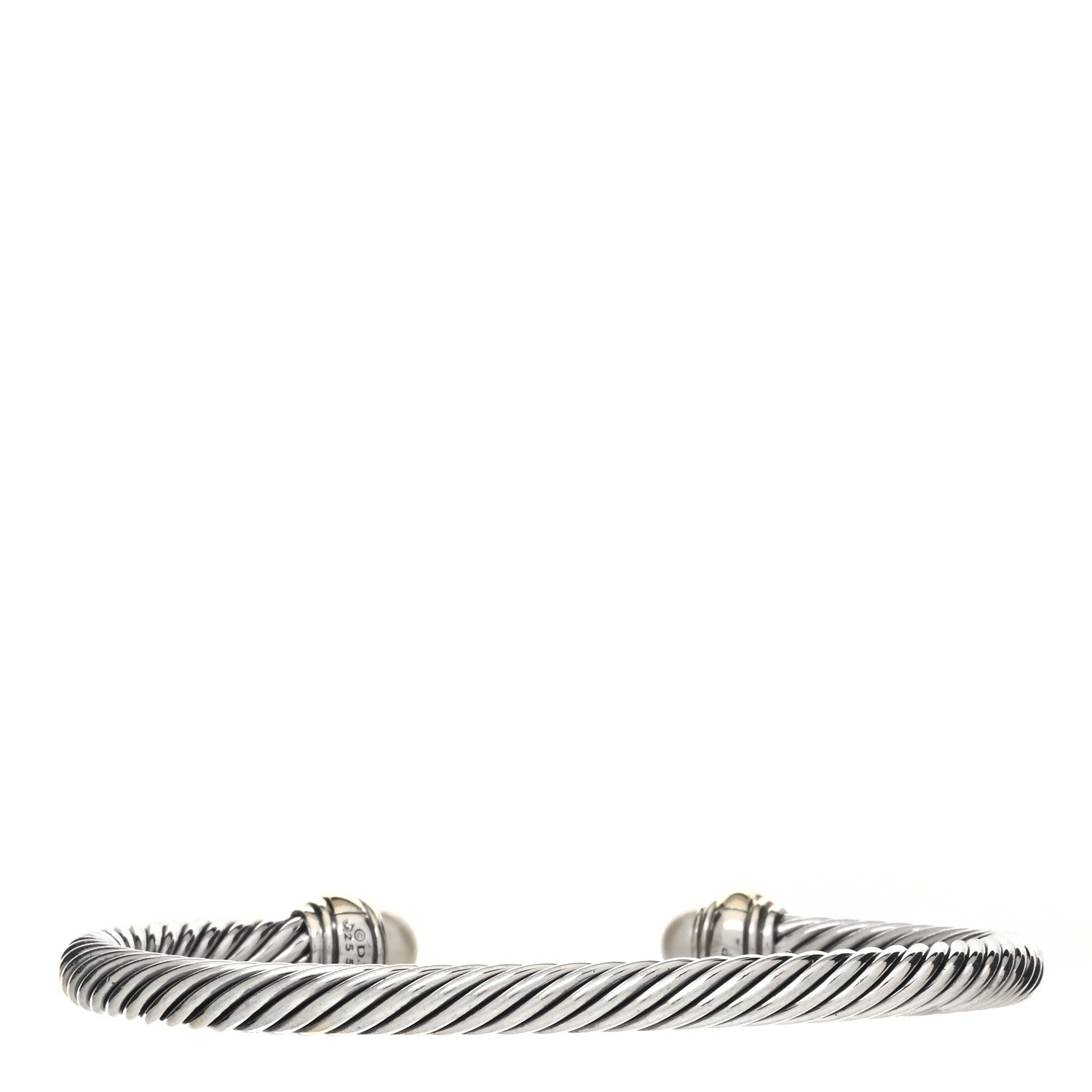 David Yurman Sterling Silver 14K Yellow Gold Pearl 5mm Cable Classics Bracelet 2 of 4
