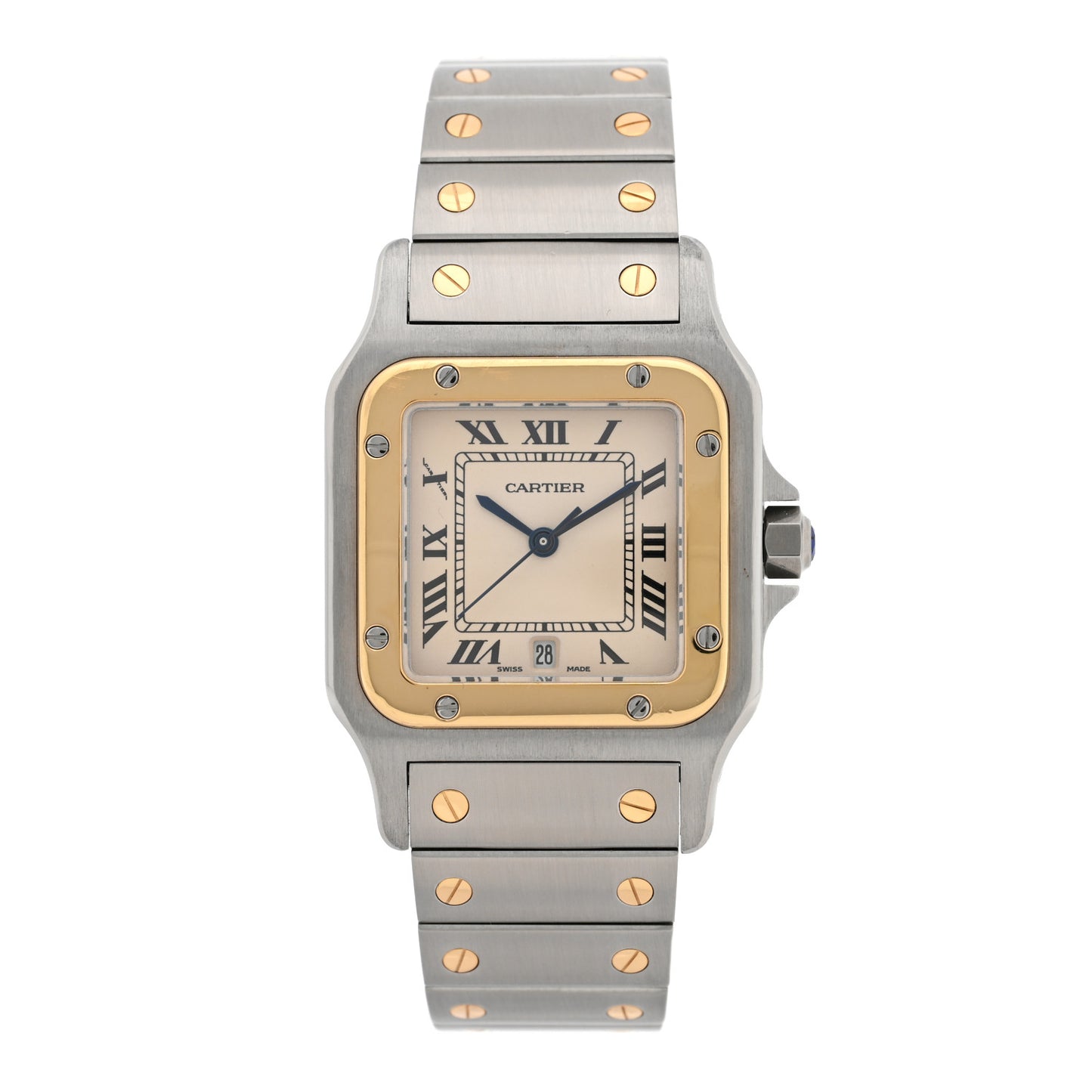 Stainless Steel 18K Yellow Gold 29mm Santos De Cartier Galbee Quartz Watch