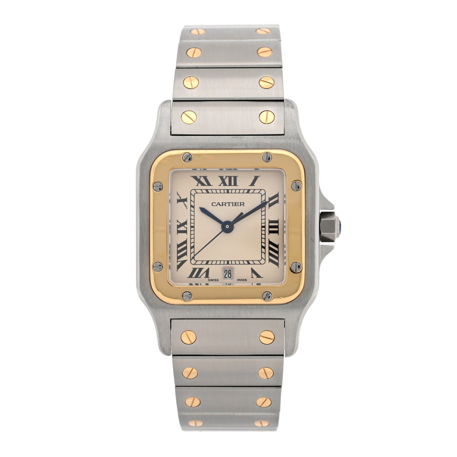 Cartier Stainless Steel 18K Yellow Gold 29mm Santos De Cartier Galbee Quartz Watch 1 of 4