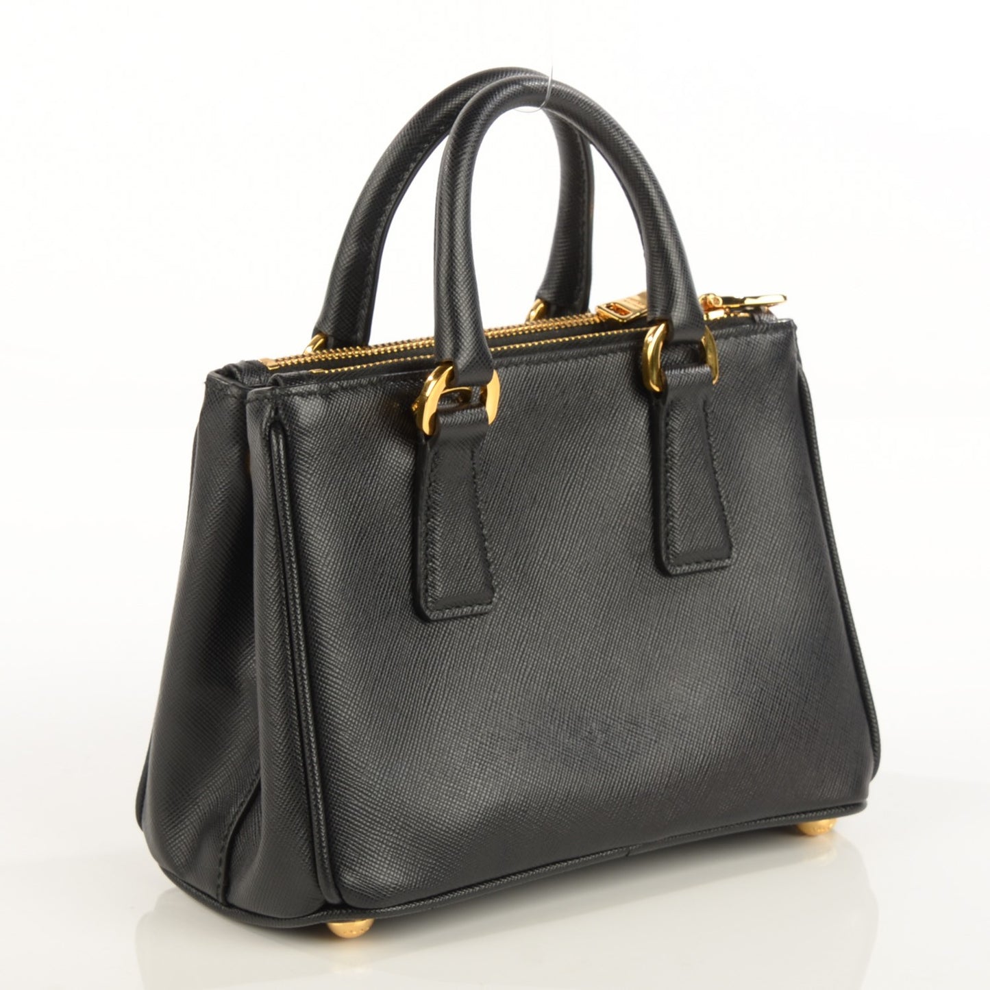 Saffiano Lux Mini Galleria Double Zip Tote Black