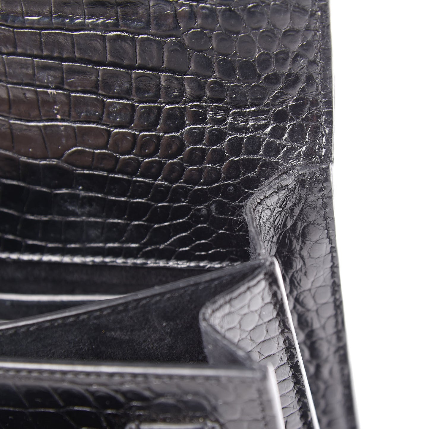Calfskin Crocodile Embossed Medium Monochrome Monogram Sunset Black