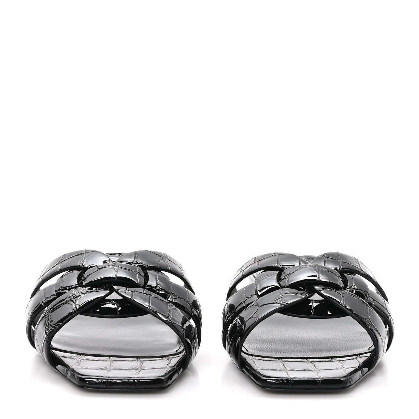 Patent Croc Embossed Tribute 05 Slide Sandals 38 Black
