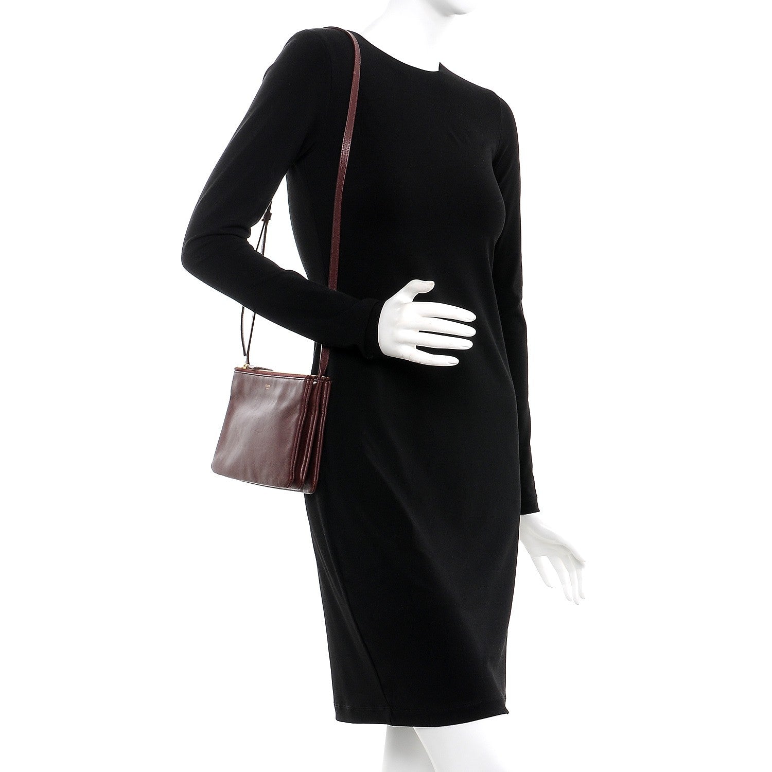Celine Smooth Lambskin Small Trio Crossbody Bag Burgundy 2 of 11