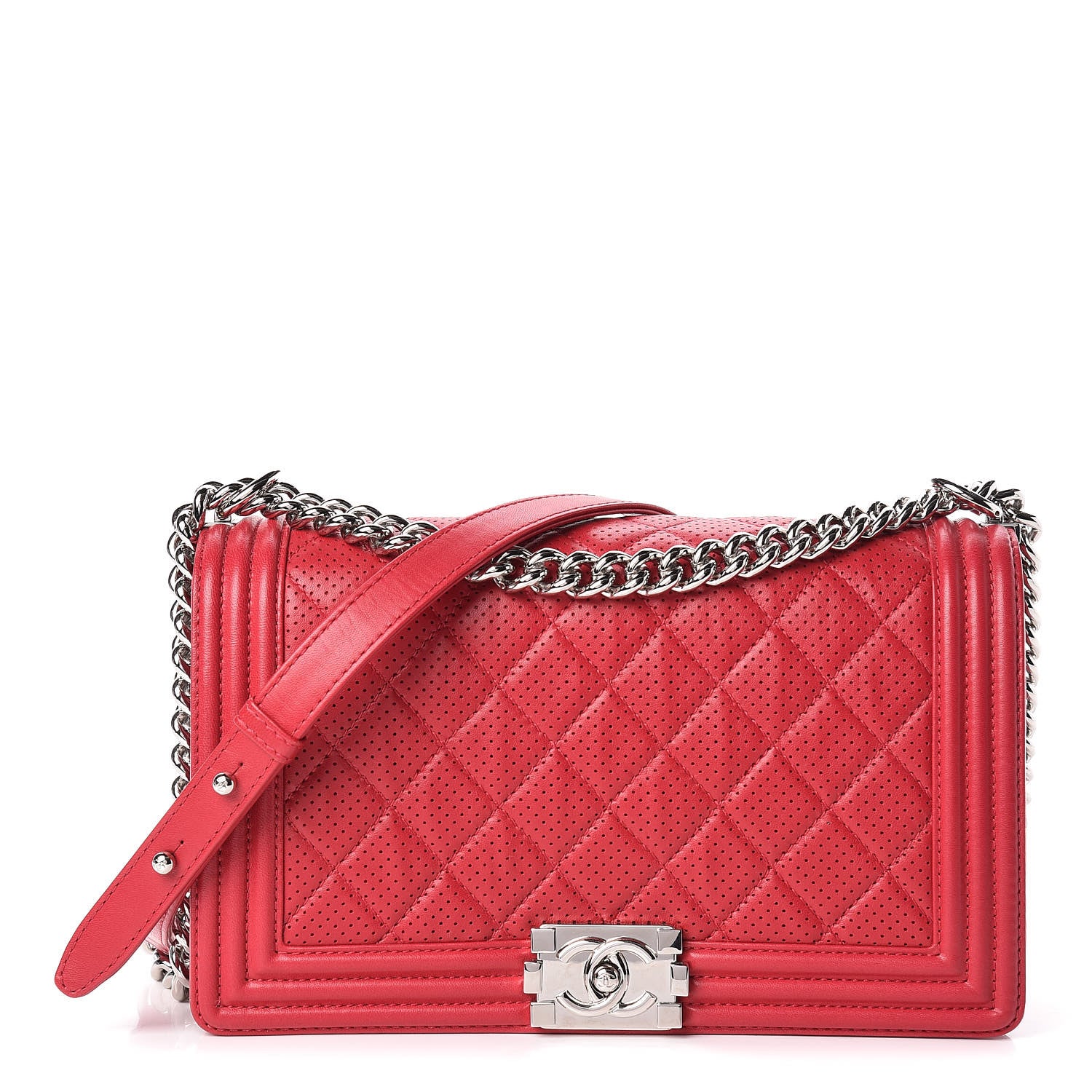 Chanel Perforated Lambskin Quilted New Medium Boy Flap Dark Pink 1 of 13