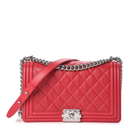 Chanel Perforated Lambskin Quilted New Medium Boy Flap Dark Pink 1 of 13