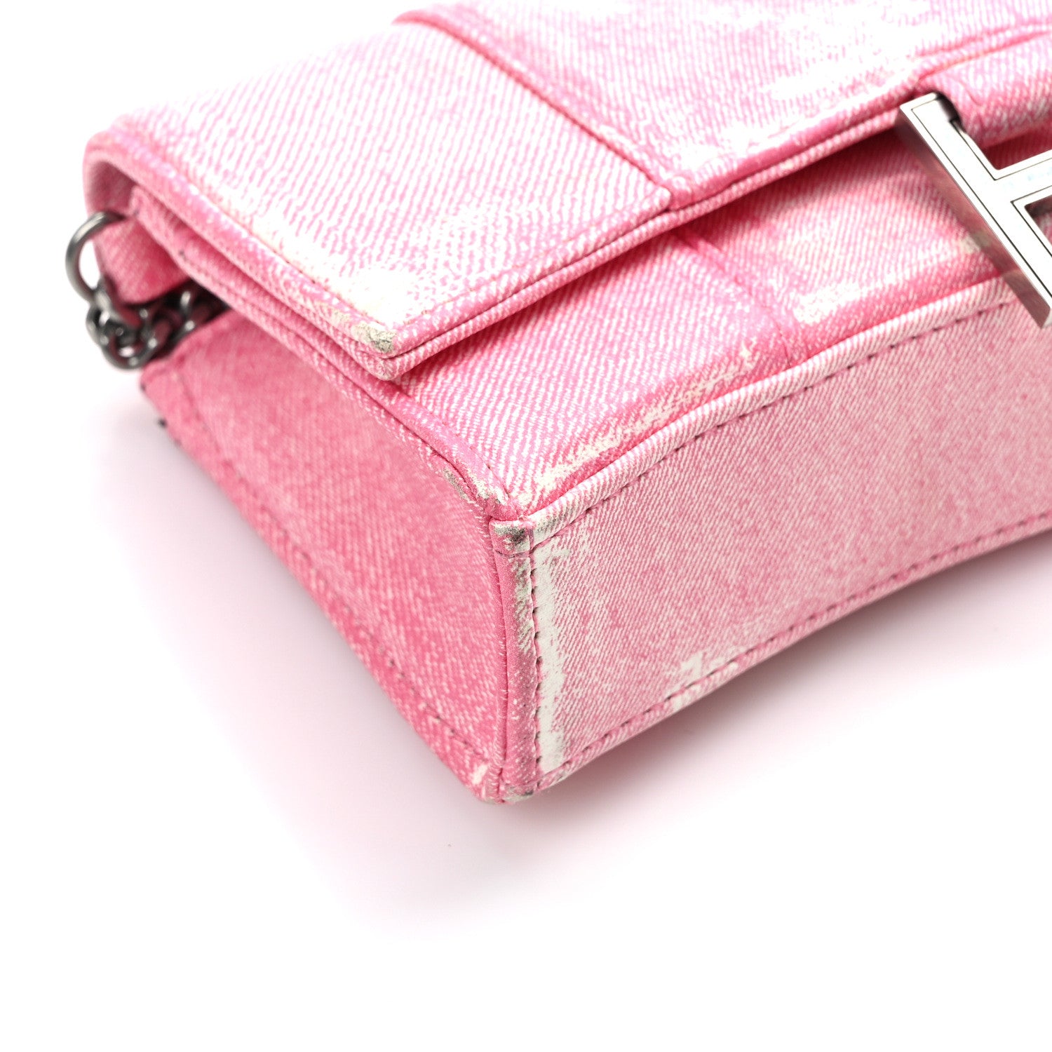 Balenciaga Nappa Denim Printed Hourglass Chain Bag Denim Pink 10 of 14