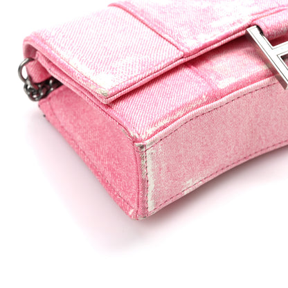 Balenciaga Nappa Denim Printed Hourglass Chain Bag Denim Pink 10 of 14