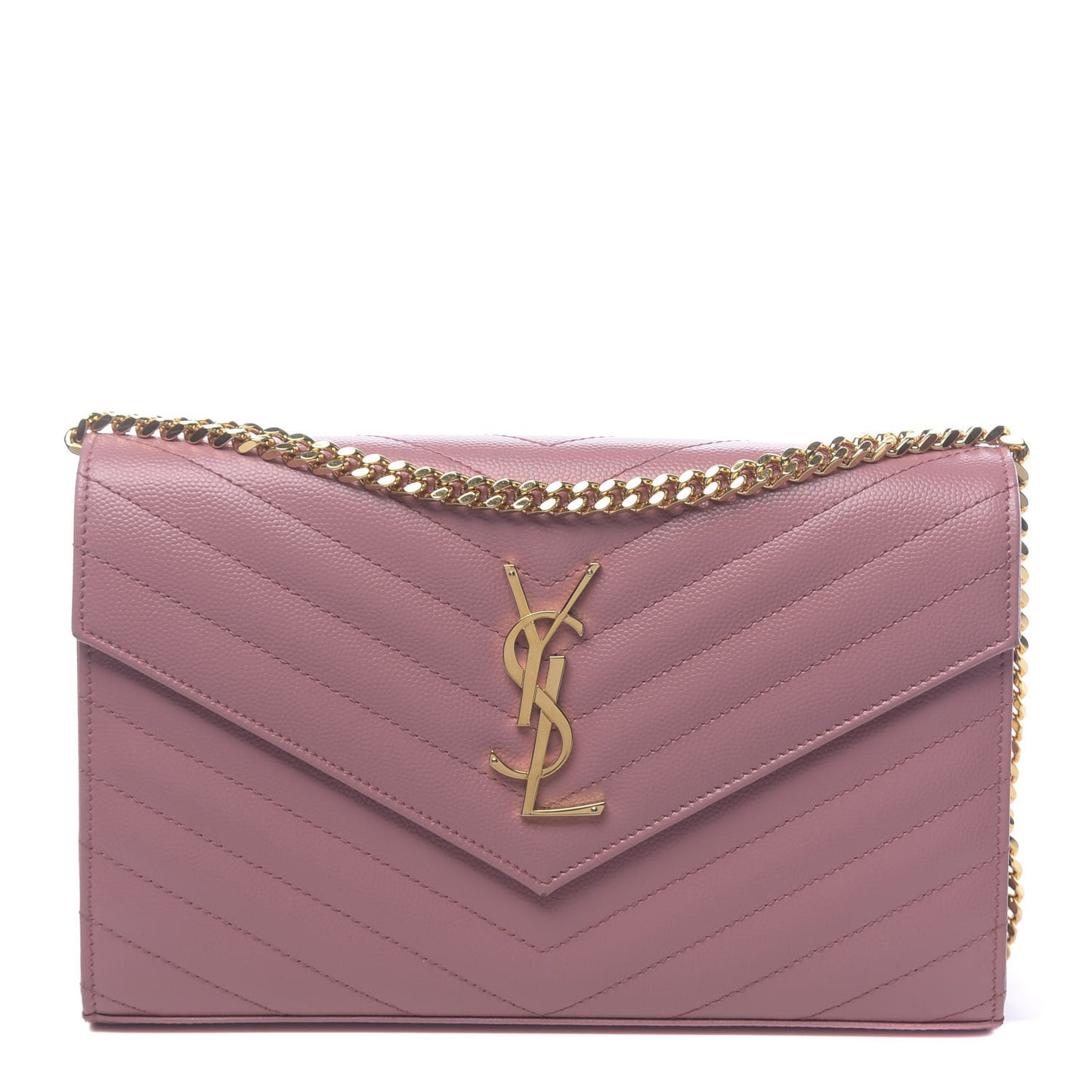 Grain De Poudre Matelasse Chevron Monogram Chain Wallet Tender Pink
