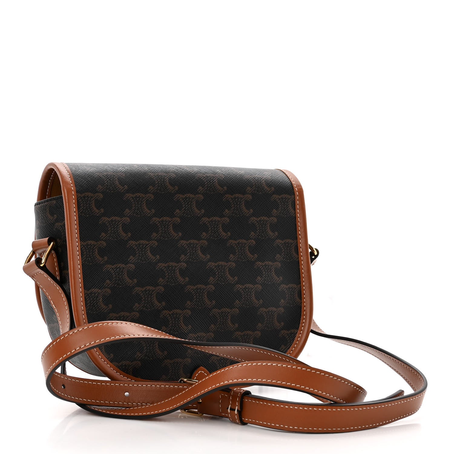 Celine Triomphe Canvas Medium Folco Bag Tan 3 of 9