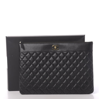 Chanel Lambskin Quilted Large Vintage Mademoiselle Cosmetic Case Black 11 of 11