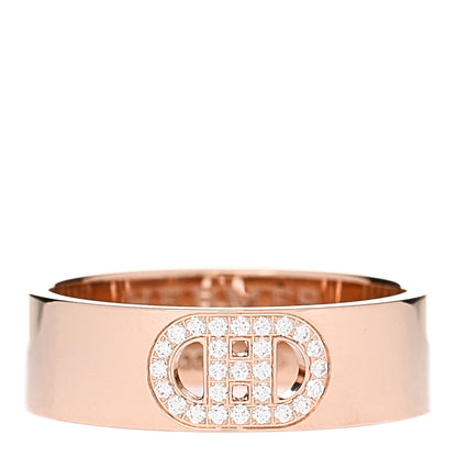 Hermes 18K Rose Gold Diamond PM H D'Ancre Ring 51 5.75 1 of 5