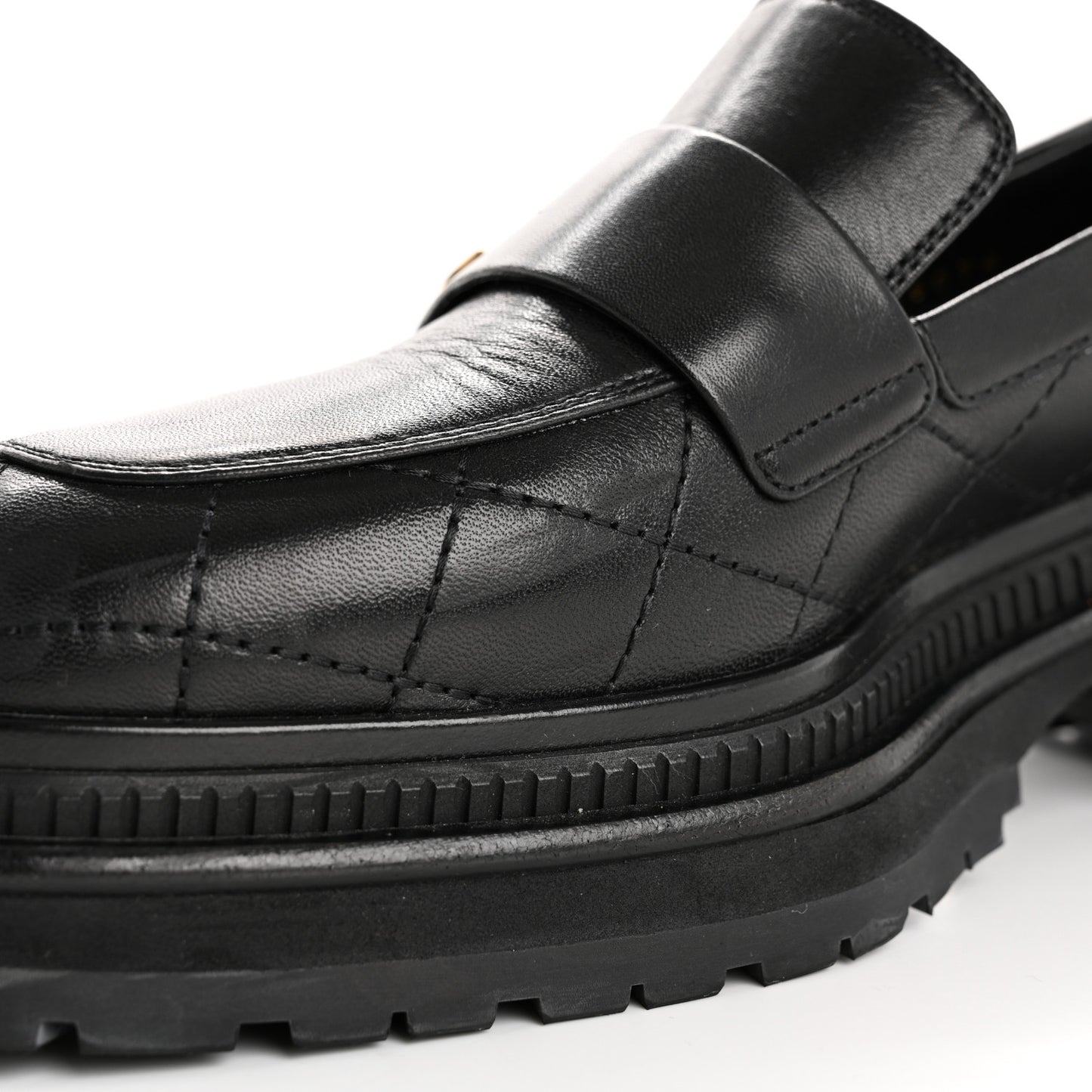 Calfskin Quilted CC Mocassin Loafers 38 Black