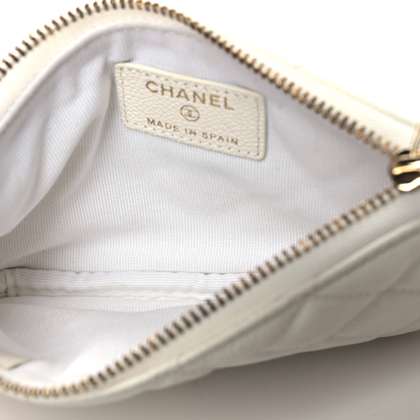 Caviar Quilted Small Pouch White