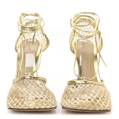 Bottega Veneta Mesh Nappa Stretch Ankle Tie 90mm Sandals 39 Gold 3 of 7