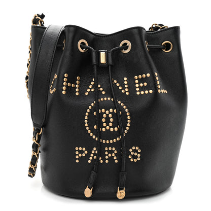 Chanel Caviar Deauville Drawstring Bucket Bag Black 1 of 10