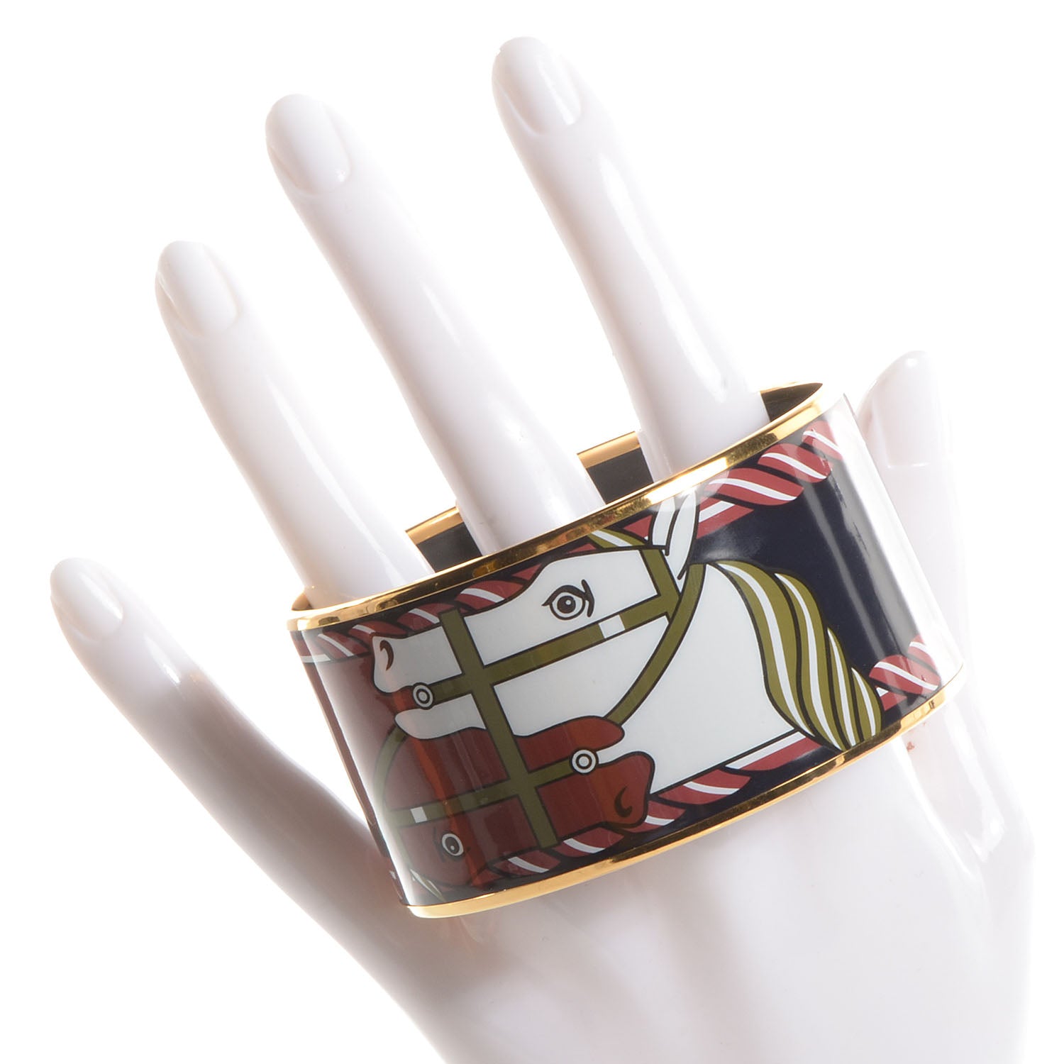 Hermes Enamel Printed Quadrige Extra Wide Bracelet 70 2 of 6
