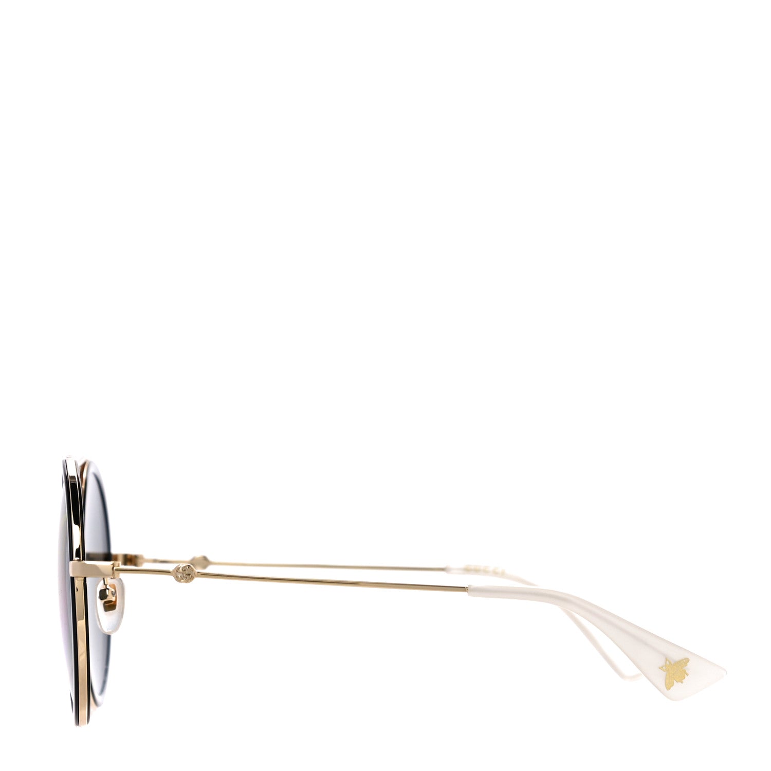 Gucci Metal Round Frame Tiger Print Sunglasses GG0061S Gold 3 of 6