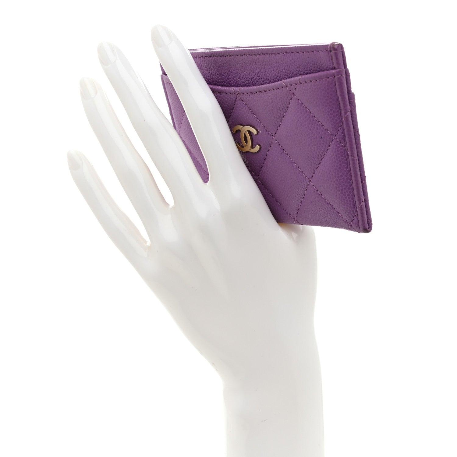 Chanel Caviar Quilted Card Holder Purple 2 of 8