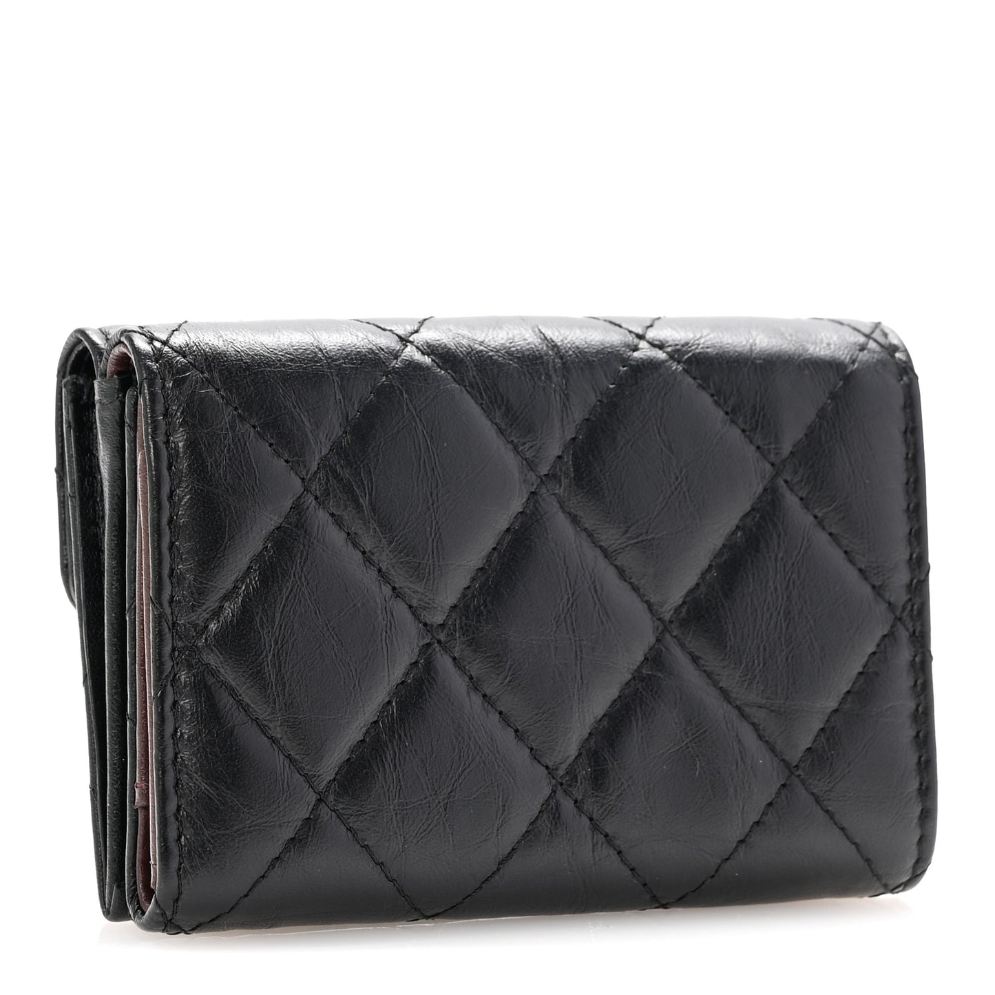 Aged Calfskin Quilted Reissue Compact Wallet Black