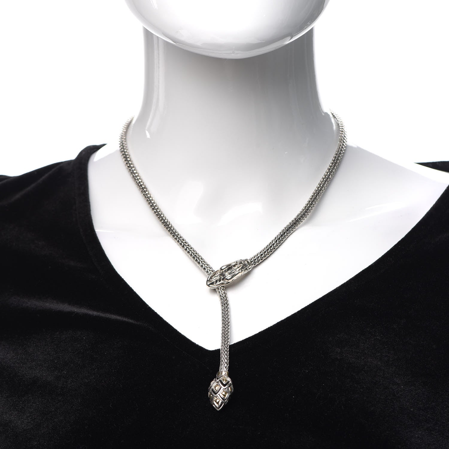 John Hardy Sterling Silver 18K Yellow Gold Legends Naga Dragon Lariat Necklace 2 of 6