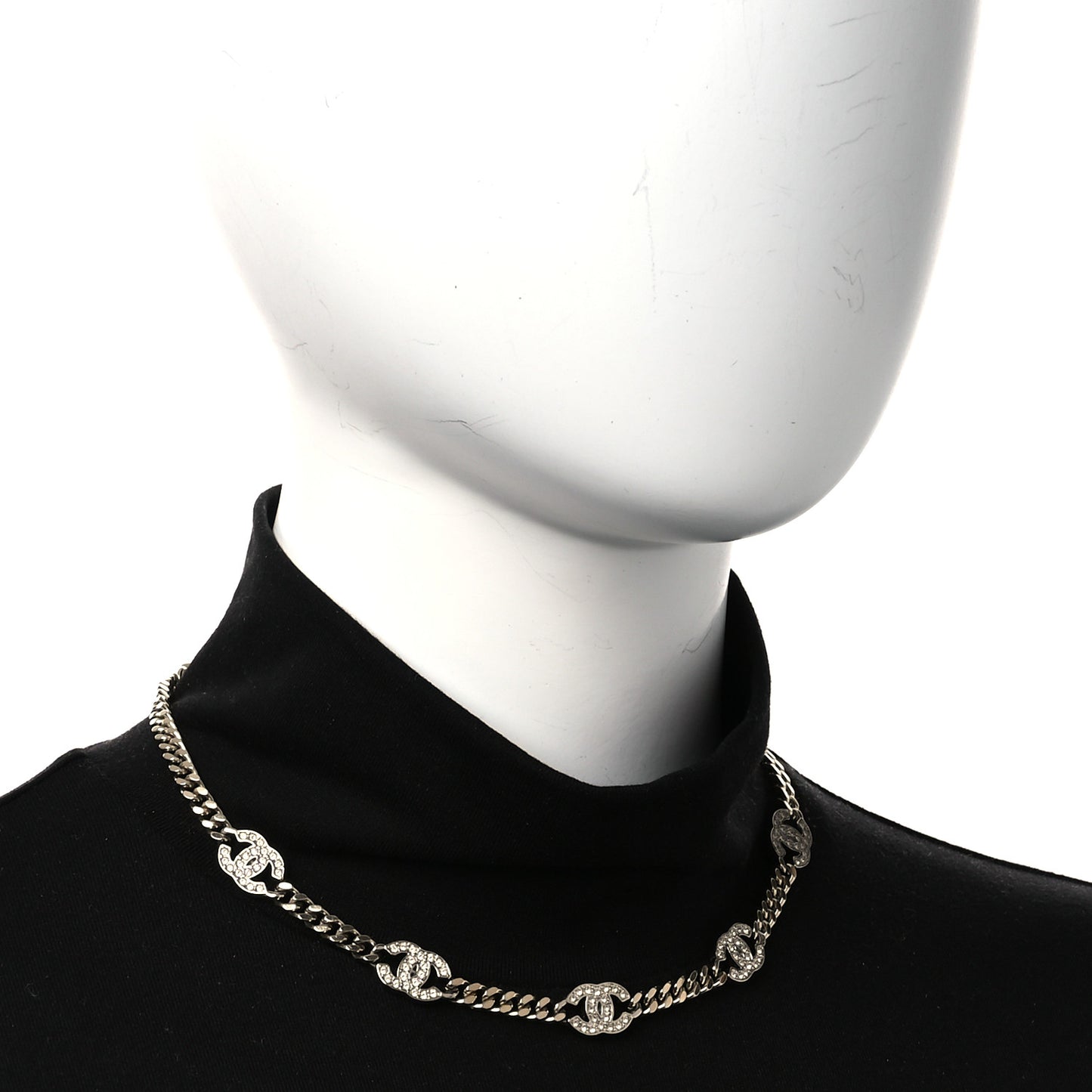 Crystal Chain CC Link Choker Gold Silver