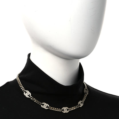 Chanel Crystal Chain CC Link Choker Gold Silver 2 of 4