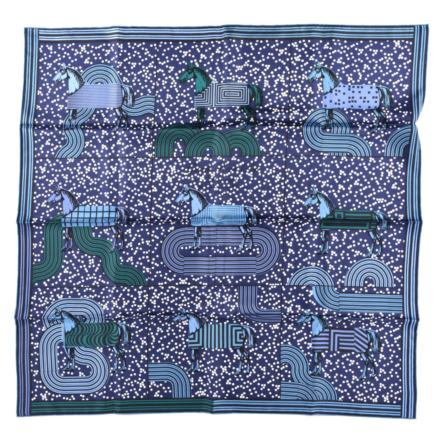 Silk Garde Robe Pop Scarf 90 Marine White Vert