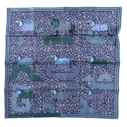 Hermes Silk Garde Robe Pop Scarf 90 Marine White Vert 1 of 3