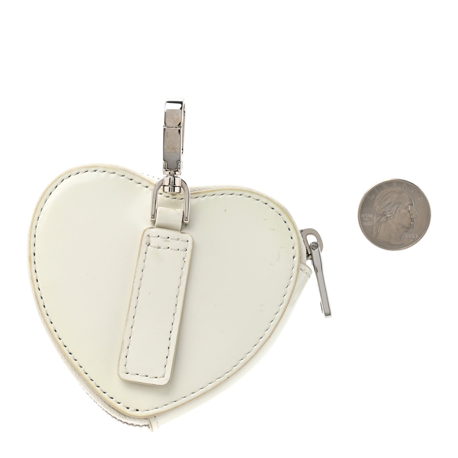 Prada ハートバッグチェーム Prada Spazzolato Heart Coin Pouch Bag Charm White 1863231