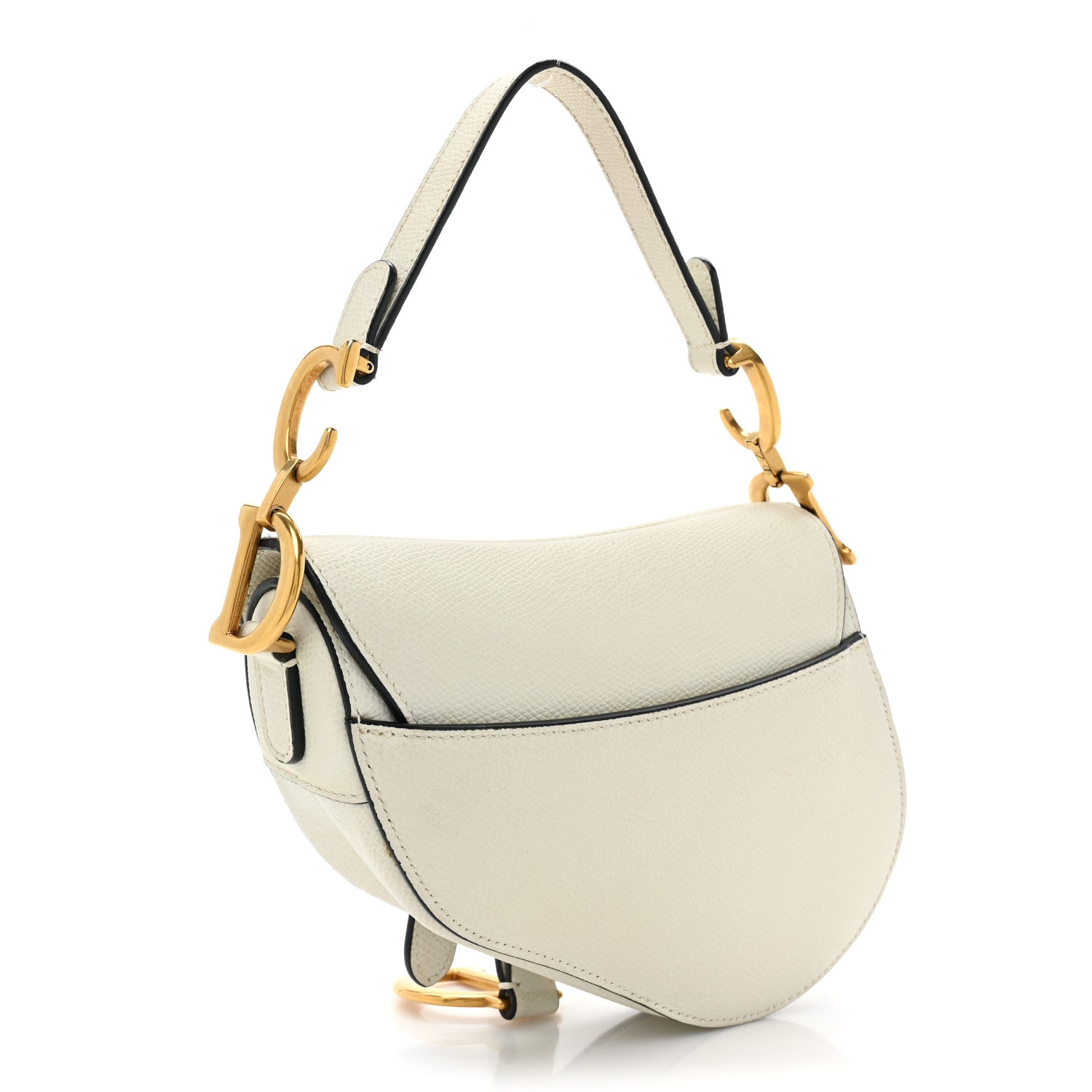 Christian Dior Grained Calfskin Mini Saddle Bag White 3 of 13