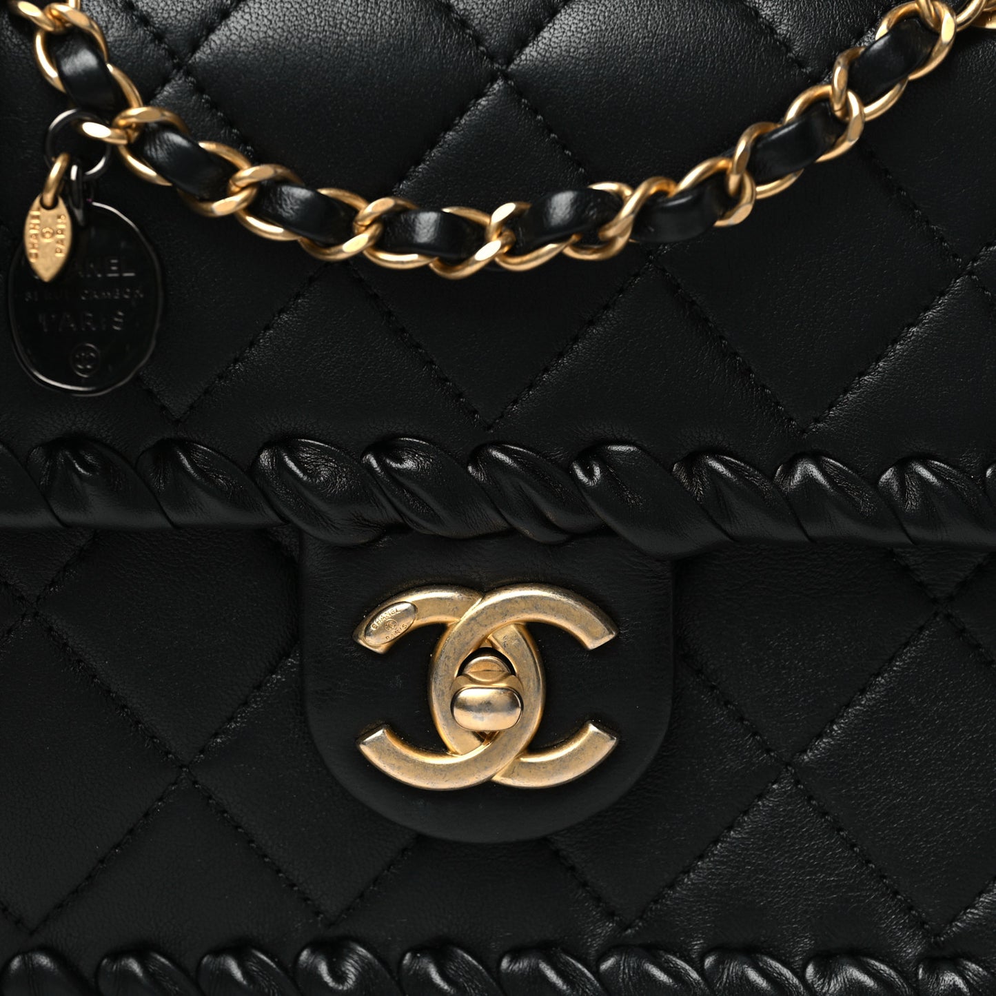Calfskin Braided Mini My Own Frame Flap Black