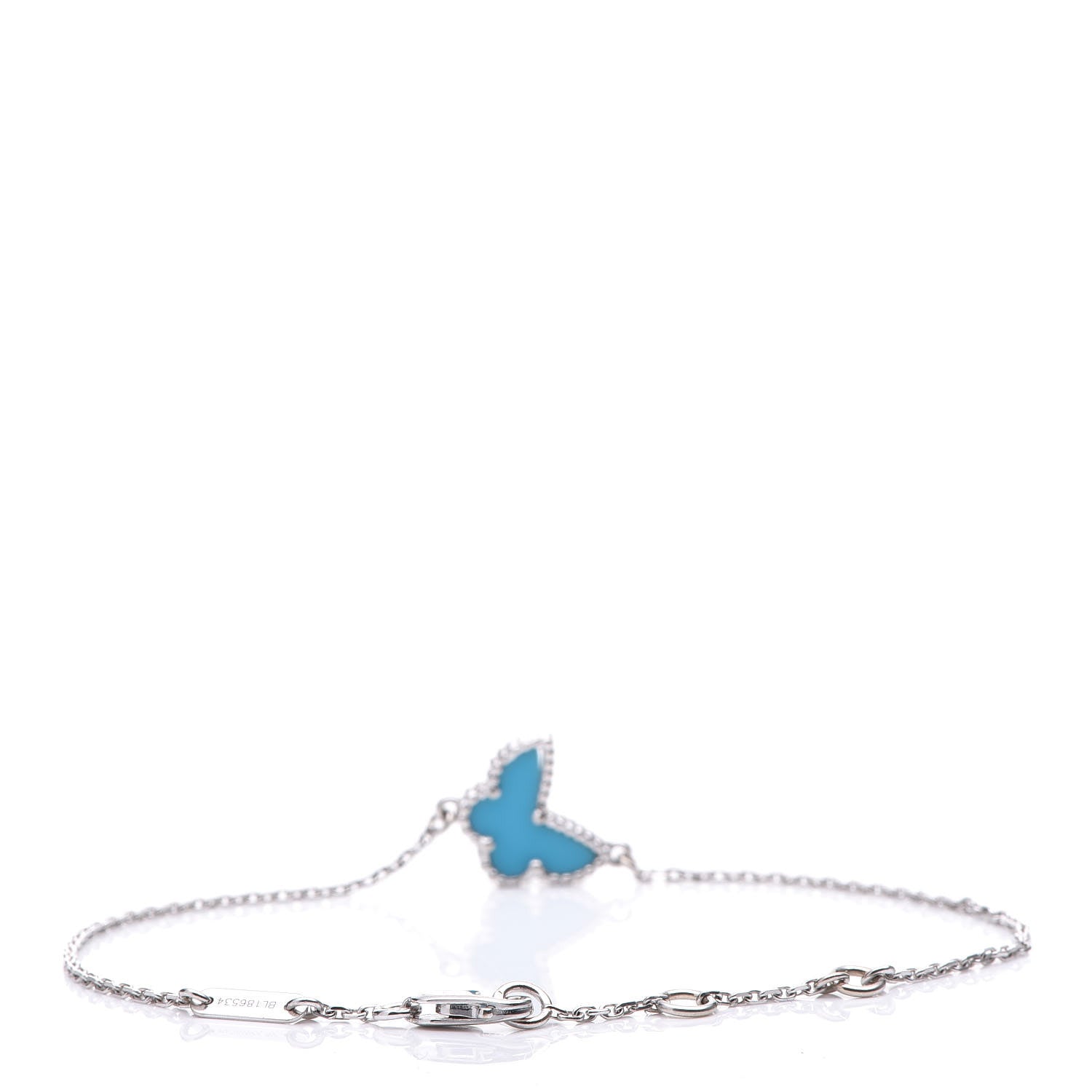 Van Cleef & Arpels 18K White Gold Turquoise Sweet Alhambra Butterfly Bracelet 3 of 6