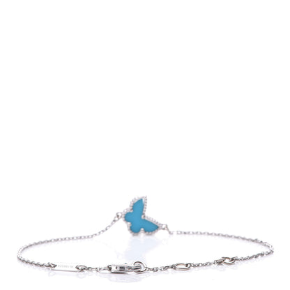 Van Cleef & Arpels 18K White Gold Turquoise Sweet Alhambra Butterfly Bracelet 3 of 6