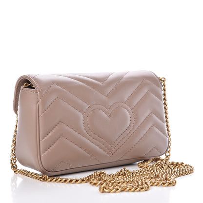 Gucci Calfskin Matelasse Super Mini GG Marmont Shoulder Bag Porcelain Rose 3 of 10